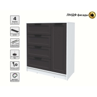 Тумба Тренд КТ-Т90 (Белый платинум ЛДСП/ Пепел  ЛМДФ) Ш900 В1020 Г451